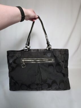 PROJECT Coach Black Canvas Tote 'C' Monogram Huge Shoulder Laptop Diaper Bag Y2K